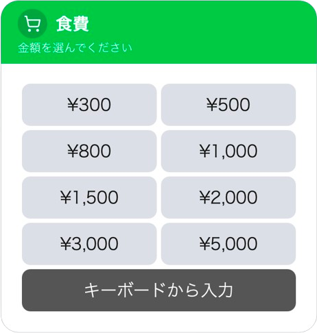 「LINEで家計簿」の支出を記録 - ステップ2の操作画面2